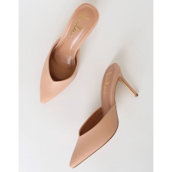 NEW Lulus SZ 8 Frae Naked Hazelnut Pointed Toe Mules Stiletto Heels Blush Pink - Picture 11 of 11
